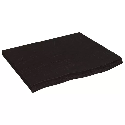 Sötétbarna kezelt tömör tölgyfa asztallap 60x50x(2-4) cm