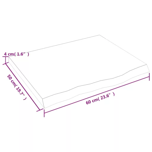 Sötétbarna kezelt tömör tölgyfa asztallap 60x50x(2-4) cm