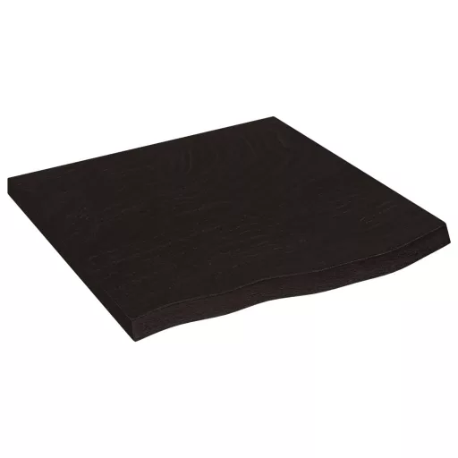 Sötétbarna kezelt tömör tölgyfa asztallap 60x60x(2-4) cm