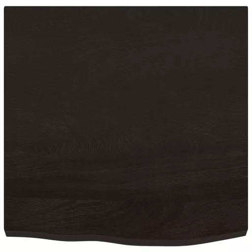 Sötétbarna kezelt tömör tölgyfa asztallap 60x60x(2-4) cm