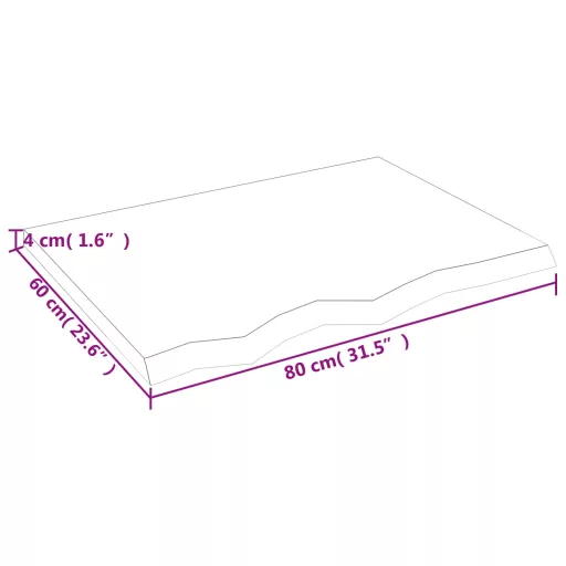 Sötétbarna kezelt tömör tölgyfa asztallap 80x60x(2-4) cm