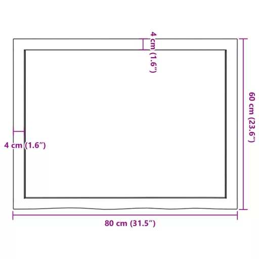 Sötétbarna kezelt tömör tölgyfa asztallap 80x60x(2-4) cm