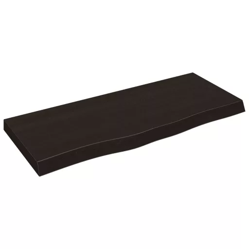 Sötétbarna kezelt tömör tölgyfa asztallap 100x40x(2-6) cm