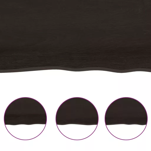 Sötétbarna kezelt tömör tölgyfa asztallap 100x40x(2-6) cm