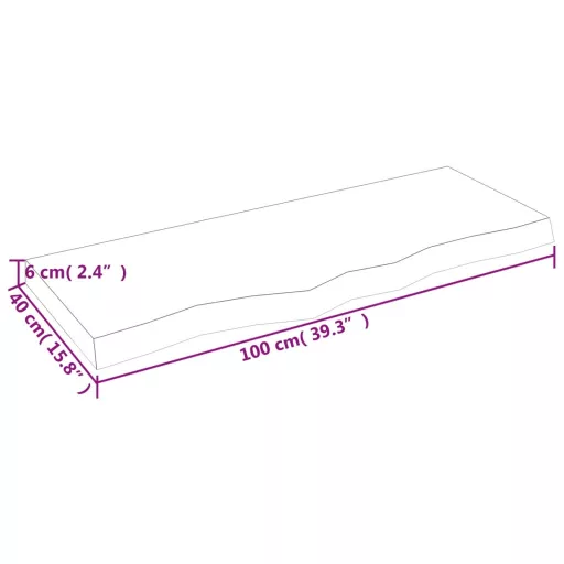 Sötétbarna kezelt tömör tölgyfa asztallap 100x40x(2-6) cm