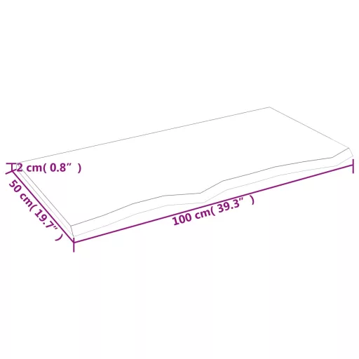 Sötétbarna kezelt tömör tölgyfa asztallap 100x50x2 cm