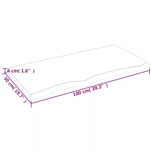 Sötétbarna kezelt tömör tölgyfa asztallap 100x50x(2-4) cm