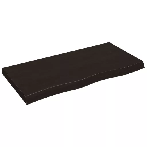 Sötétbarna kezelt tömör tölgyfa asztallap 100x50x(2-6) cm