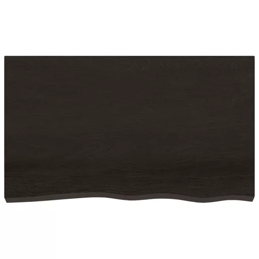 Sötétbarna kezelt tömör tölgyfa asztallap 100x60x(2-4) cm