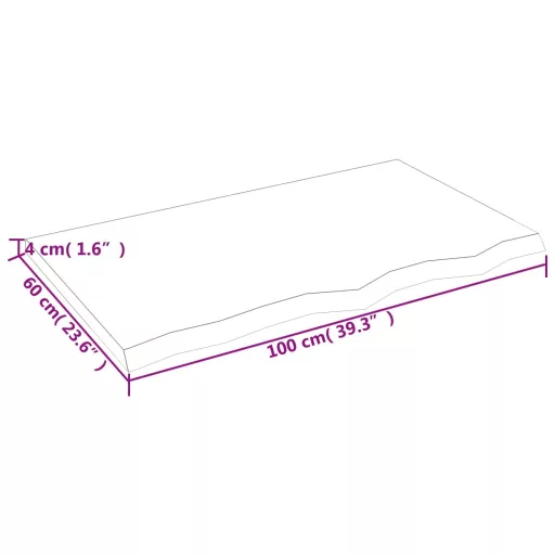 Sötétbarna kezelt tömör tölgyfa asztallap 100x60x(2-4) cm