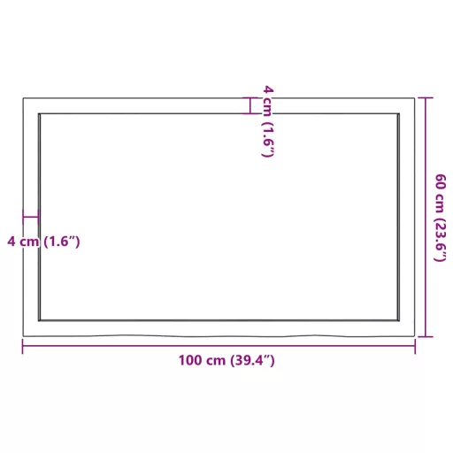 Sötétbarna kezelt tömör tölgyfa asztallap 100x60x(2-4) cm