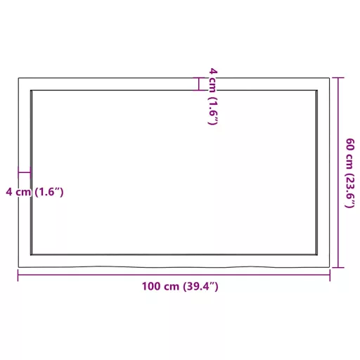 Sötétbarna kezelt tömör tölgyfa asztallap 100x60x(2-6) cm