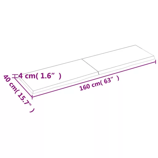 Sötétbarna kezelt tömör tölgyfa asztallap 160x40x(2-4) cm