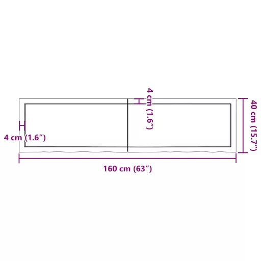 Sötétbarna kezelt tömör tölgyfa asztallap 160x40x(2-4) cm