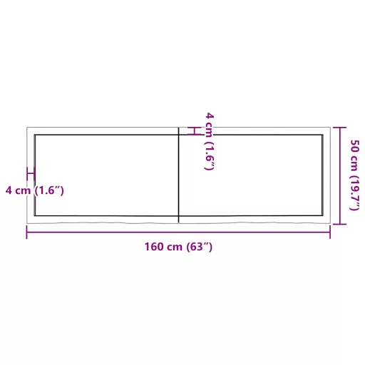 Sötétbarna kezelt tömör tölgyfa asztallap 160x50x(2-4) cm