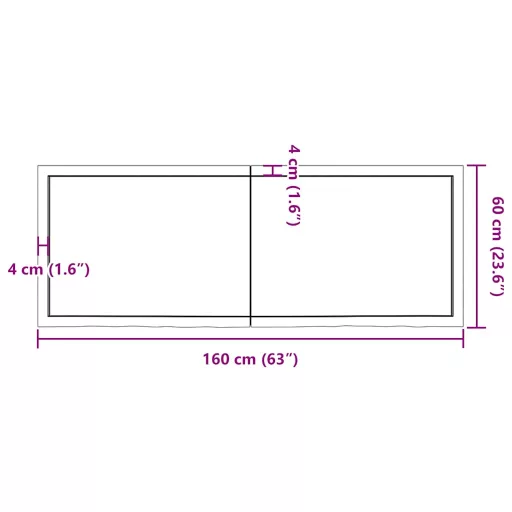Sötétbarna kezelt tömör tölgyfa asztallap 160x60x(2-6) cm