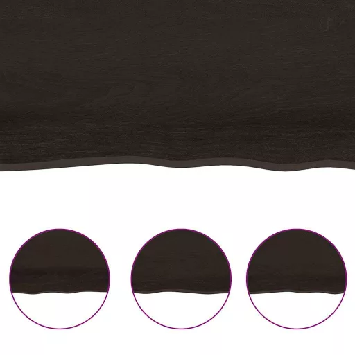 Sötétbarna kezelt tömör tölgyfa asztallap 180x60x(2-6) cm