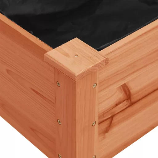 Barna tömör fenyőfa kerekes ültetőláda béléssel 71 x 37 x 80 cm