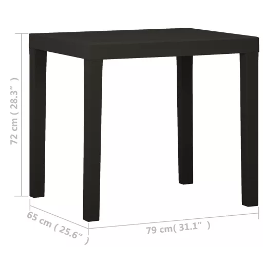 Antracitszürke műanyag kerti asztal 79 x 65 x 72 cm