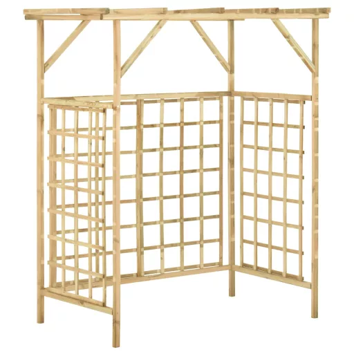 Impregnált fenyőfa kerti pergola 2 szemeteskukához