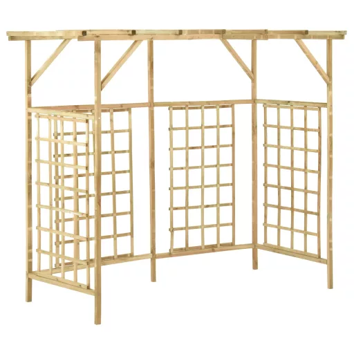 Impregnált fenyőfa kerti pergola 3 szemeteskukához