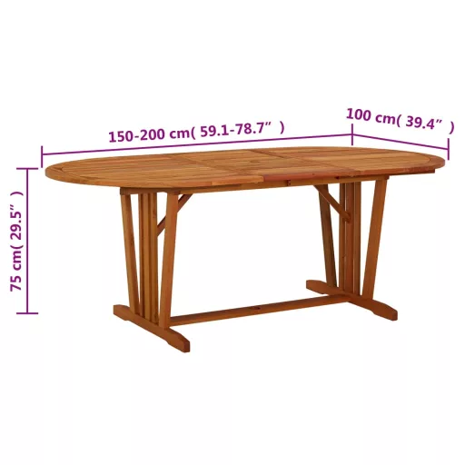Tömör eukaliptuszfa kerti asztal 200 x 100 x 75 cm