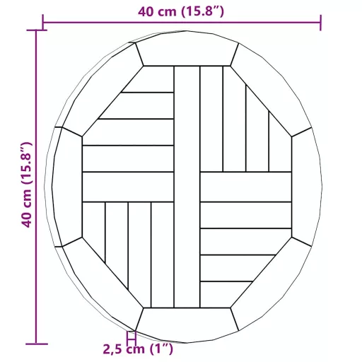 Kerek tömör tíkfa asztallap 2,5 cm 40 cm