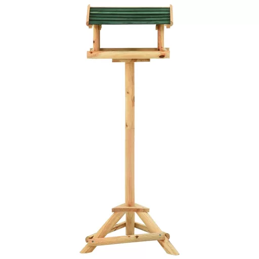 Tömör fenyőfa madáretető állvánnyal 37 x 28 x 100 cm