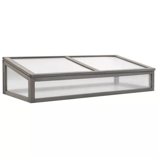 Tömör fenyőfa magaságyás melegházzal 110 x 54 x 120 cm