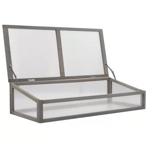 Tömör fenyőfa magaságyás melegházzal 110 x 54 x 120 cm