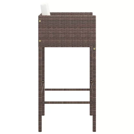 2 db barna polyrattan bárszék párnával