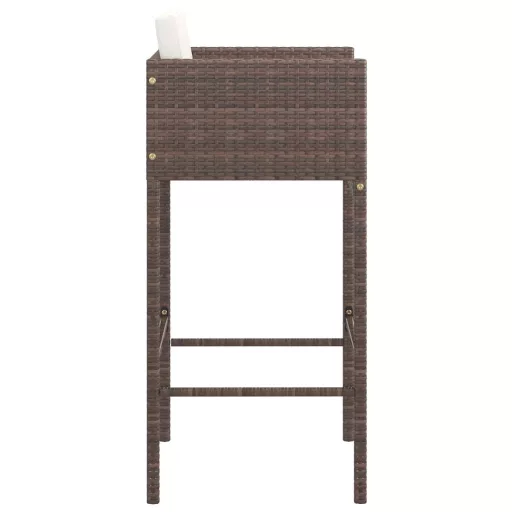 4 db barna polyrattan bárszék párnákkal