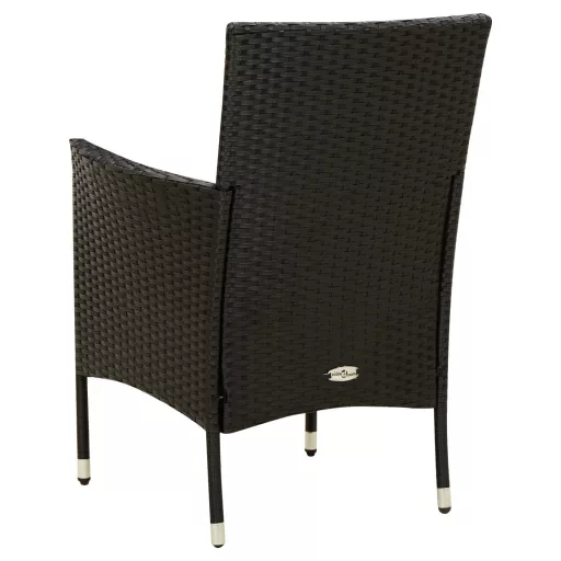 2 db fekete polyrattan kerti szék párnával