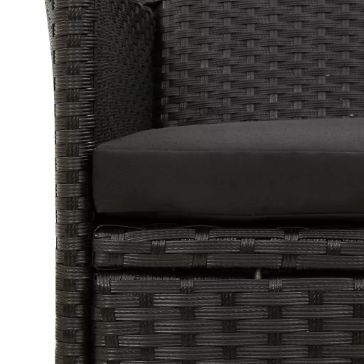4 db fekete polyrattan kerti szék párnával
