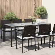   Barna polyrattan és edzett üveg kerti asztal 190 x 90 x 75 cm