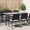 Barna polyrattan és edzett üveg kerti asztal 190 x 90 x 75 cm