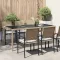 Bézs szürke polyrattan és edzett üveg kerti asztal 190x90x75 cm