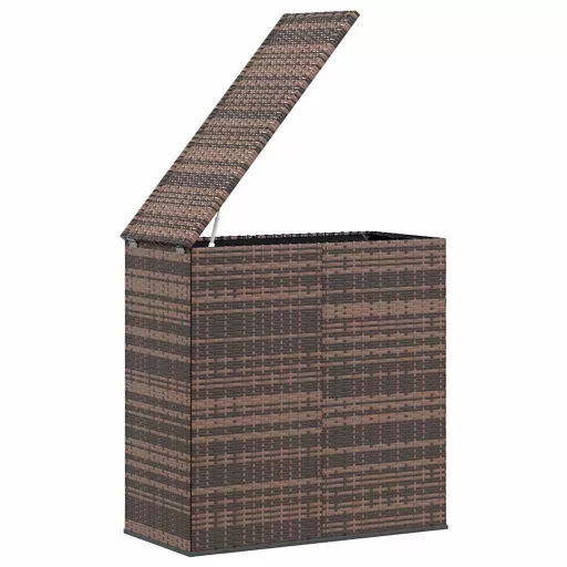 Barna polyrattan kerti párnatartó doboz 100 x 49 x 103,5 cm