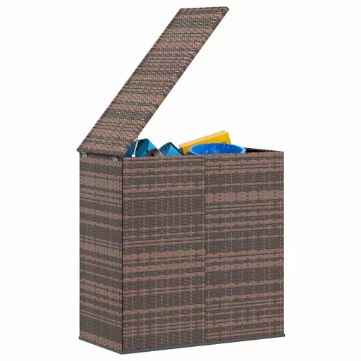 Barna polyrattan kerti párnatartó doboz 100 x 49 x 103,5 cm
