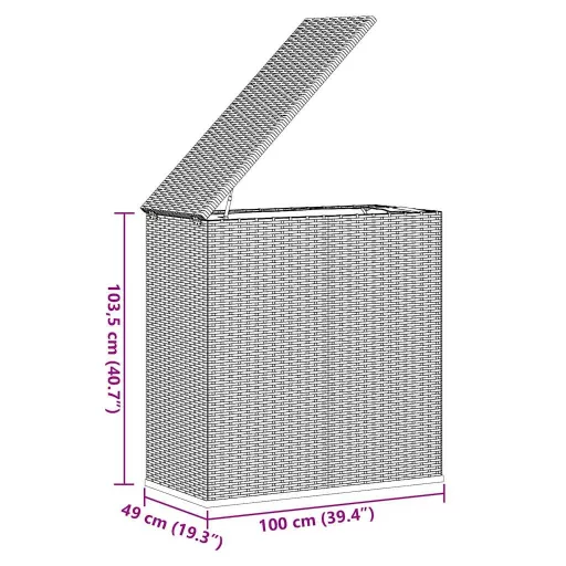Barna polyrattan kerti párnatartó doboz 100 x 49 x 103,5 cm