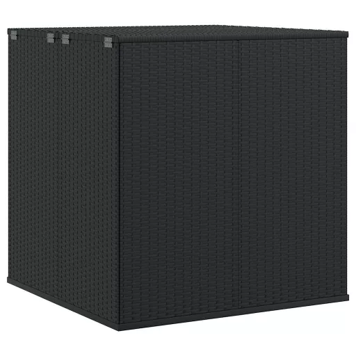 Fekete polyrattan kerti párnatartó doboz 100 x 97,5 x 104 cm