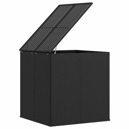 Fekete polyrattan kerti párnatartó doboz 100 x 97,5 x 104 cm