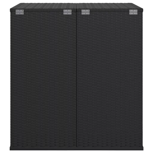 Fekete polyrattan kerti párnatartó doboz 100 x 97,5 x 104 cm