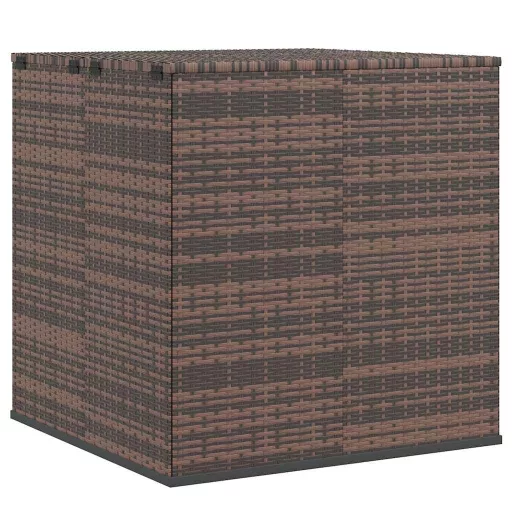 Barna polyrattan kerti párnatartó doboz 100 x 97,5 x 104 cm