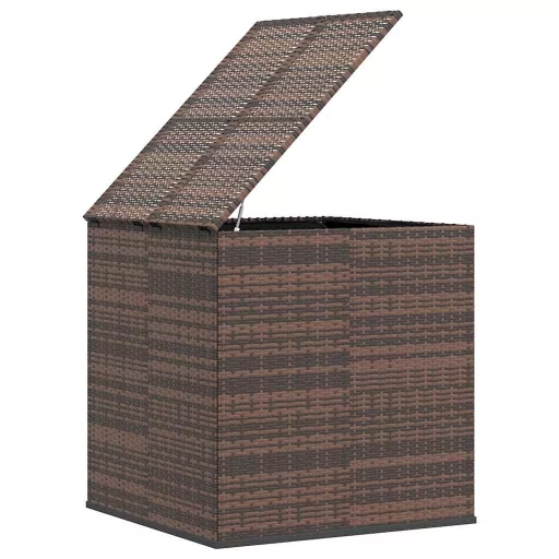 Barna polyrattan kerti párnatartó doboz 100 x 97,5 x 104 cm