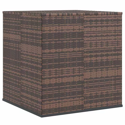 Barna polyrattan kerti párnatartó doboz 100 x 97,5 x 104 cm