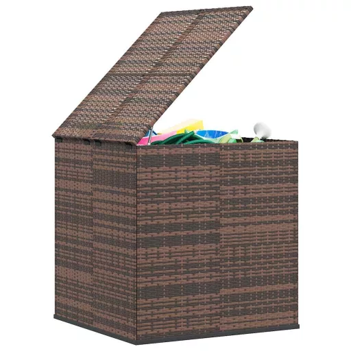 Barna polyrattan kerti párnatartó doboz 100 x 97,5 x 104 cm