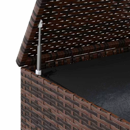 Barna polyrattan kerti párnatartó doboz 100 x 97,5 x 104 cm