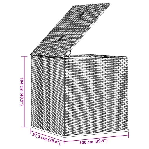 Barna polyrattan kerti párnatartó doboz 100 x 97,5 x 104 cm
