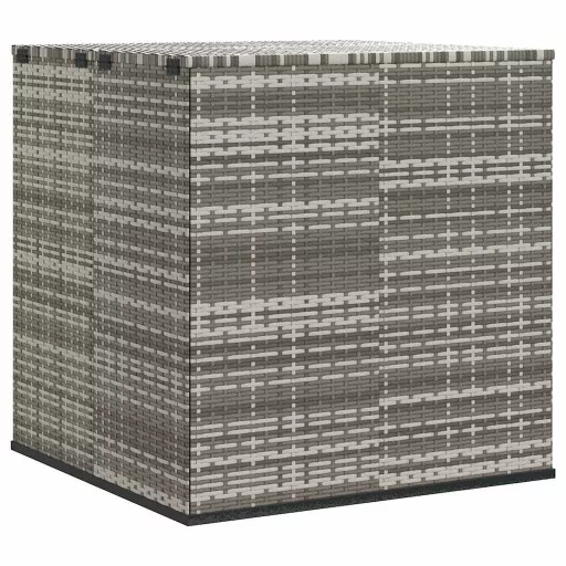 Szürke polyrattan kerti párnatartó doboz 100 x 97,5 x 104 cm